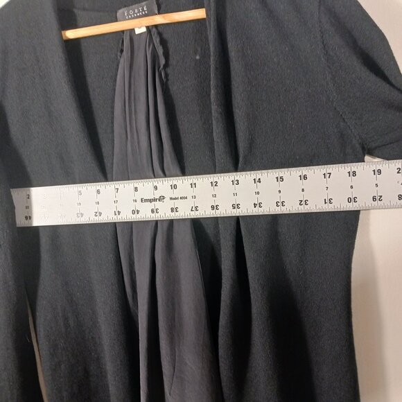 Forte Black Merino Wool & Silk Blend Button Back Open Long Sleeve Cardigan, MED - Picture 12 of 14